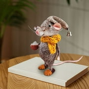 Cute Needle Felted Mouse(DIY Kits),Christmas Wool Felt Mouse Ornament, Cute Felt Mice Figurine for Halloween Christmas Decor,Needle Felted Christmas Mouse Doll Decorations